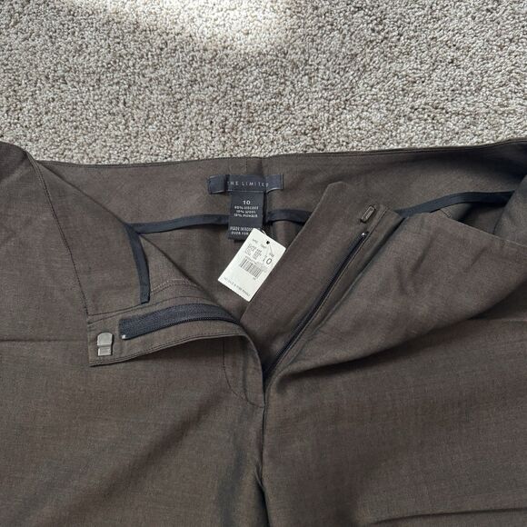 THE LIMITED Brown Wool Mohair Mid Rise Wide Flare Leg Dress Pants Size 10 NWT - Picture 2 of 9